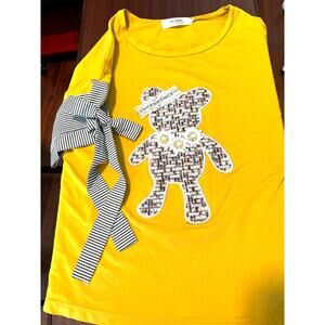 In2You M t-shirt w/ tie sleeves and appliqued teddy bear